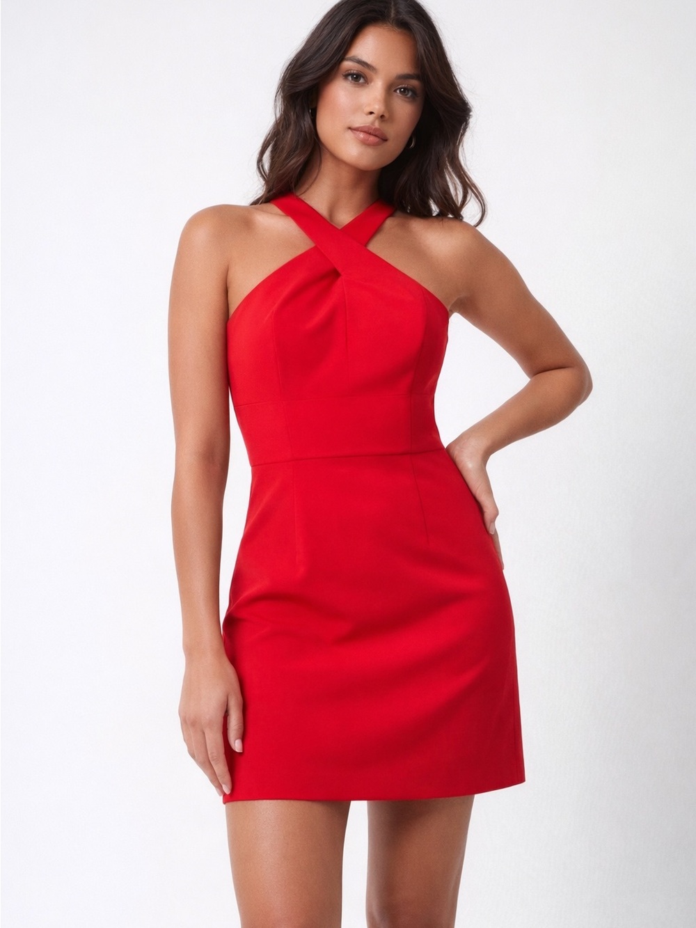 NWT French Connection Red Halter Cross-Front Mini Dress Size 4